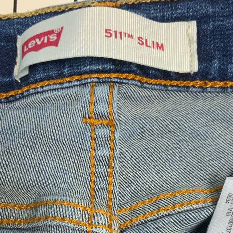 Levi Strauss & Co 511 Kids Size 8 Slim Stretch Cotton Blue Denim Jean Shorts