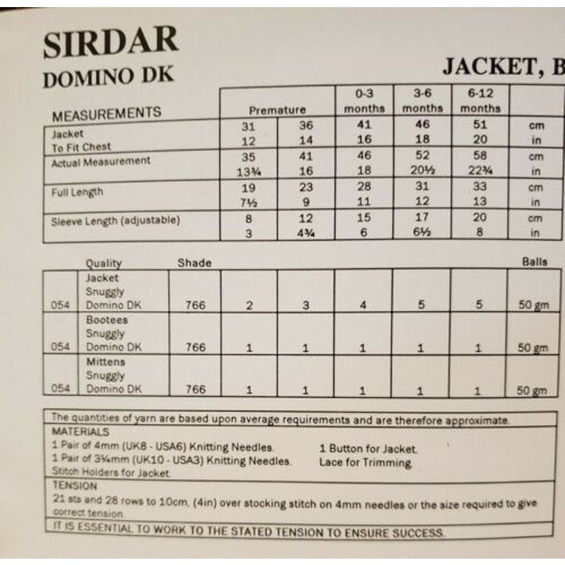 New Sirdar 3090 Snuggly Domino DK Child Jacket Booties Mittens Knitting Pattern