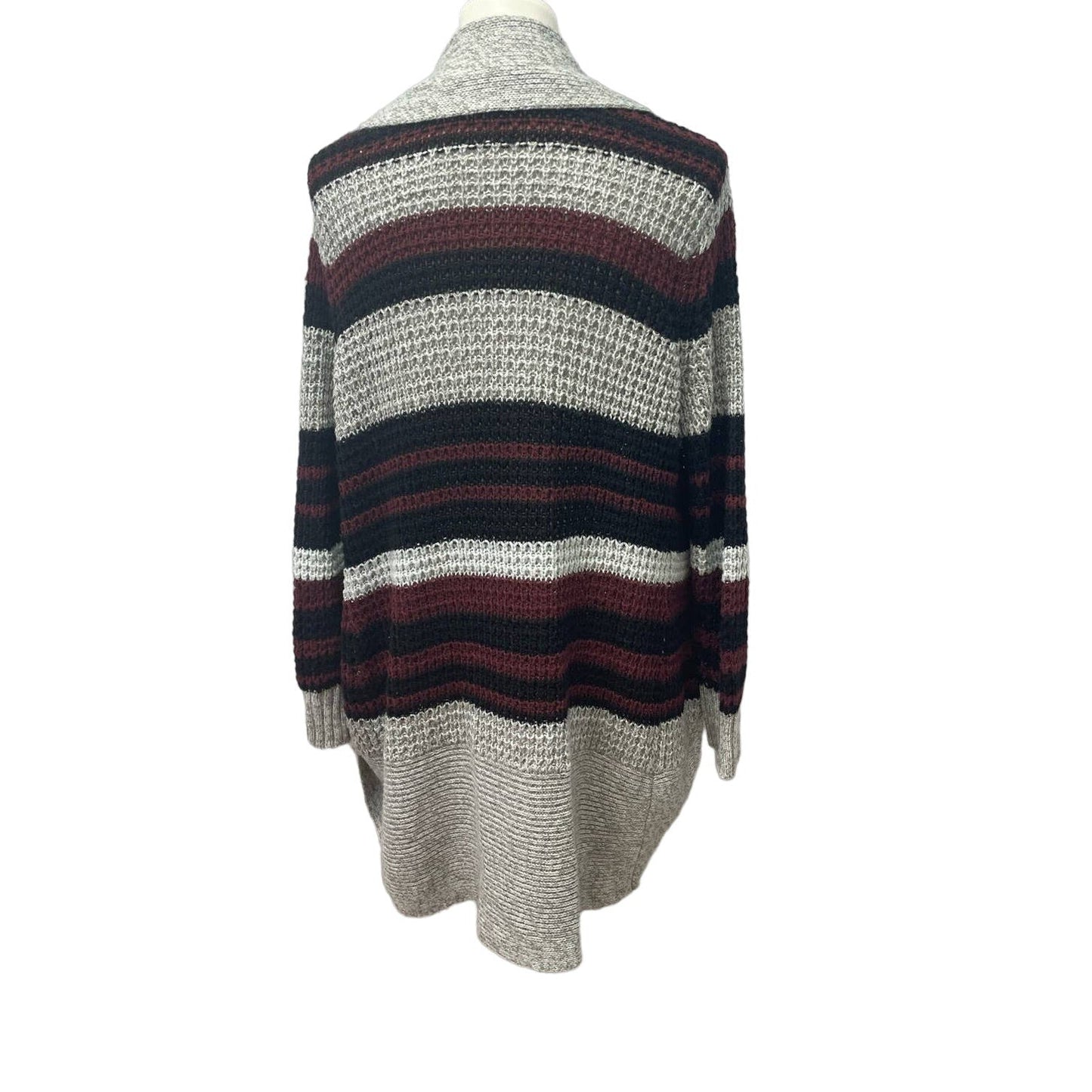 Bobbie Brooks 1X Long Sleeve Striped 100% Acrylic Long Open Cardigan Sweater