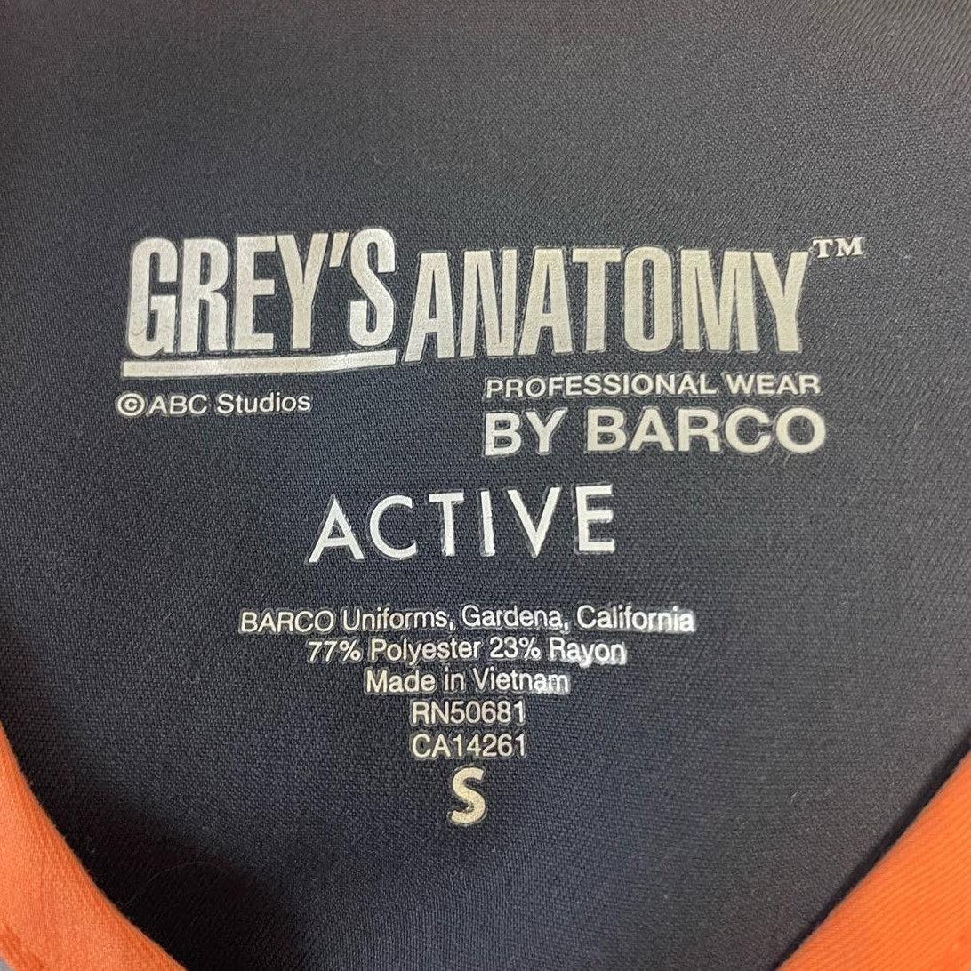 Grey's Anatomy Womens Small Barco Active Short Sleeve V-Neck PolyRayon Scrub Top