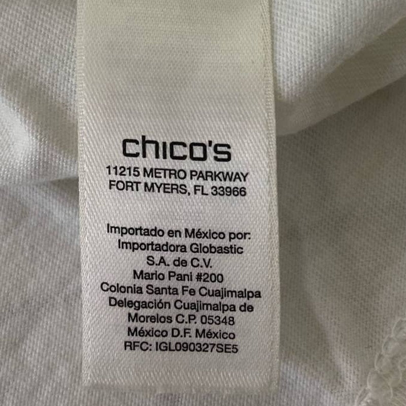 Chico's Size 2 Large Short Sleeve Sequin Striped Scoop Neck Cotton Blend Tee Top