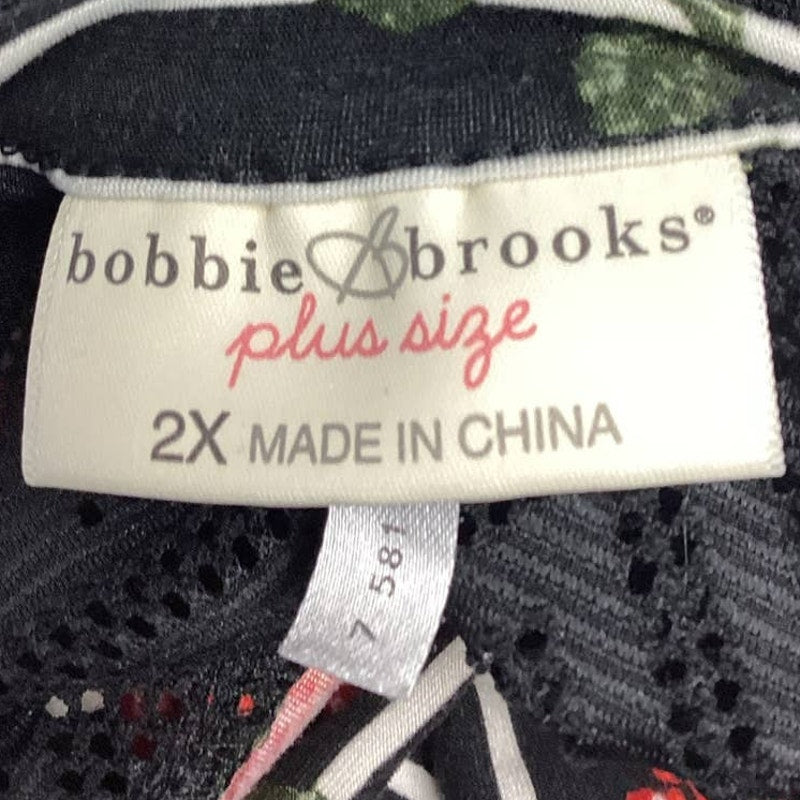 Bobbie Brooks Womens Plus 2X Super Soft Floral Striped Cap Sleeve Sheath Dress