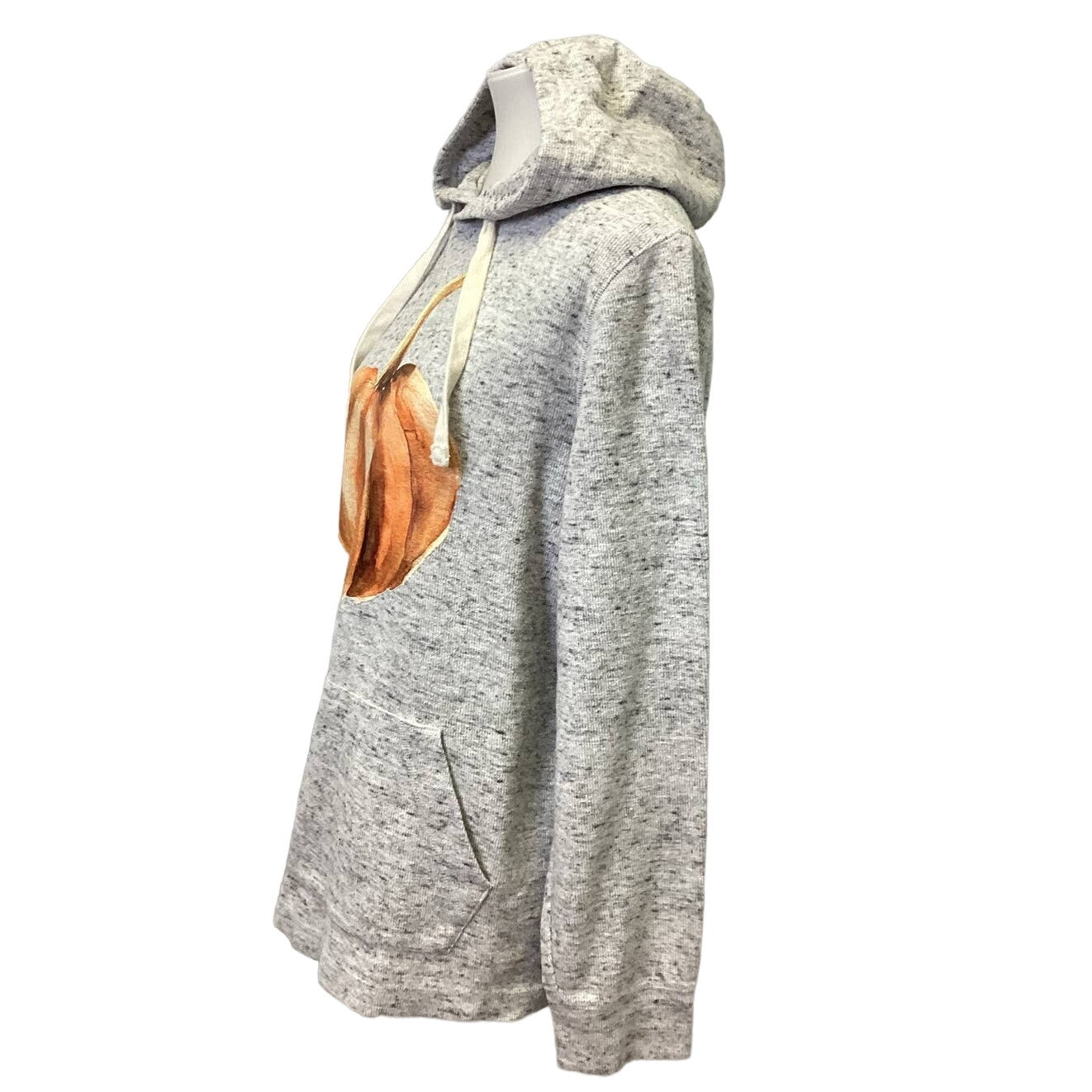 HandPrinted Medium Upcycled Long Sleeve Halloween Fall Pumpkin Sweatshirt Hoodie