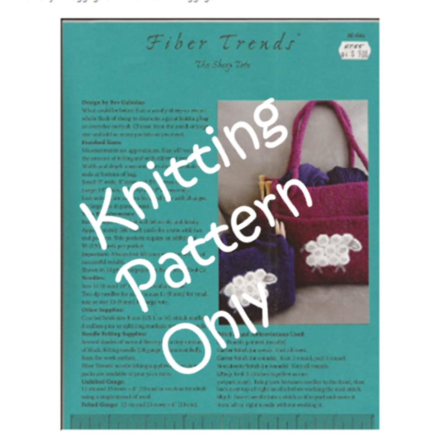 New The Sheep Tote Fiber Trends Felted Bag Purse Knitting Pattern AC-64x