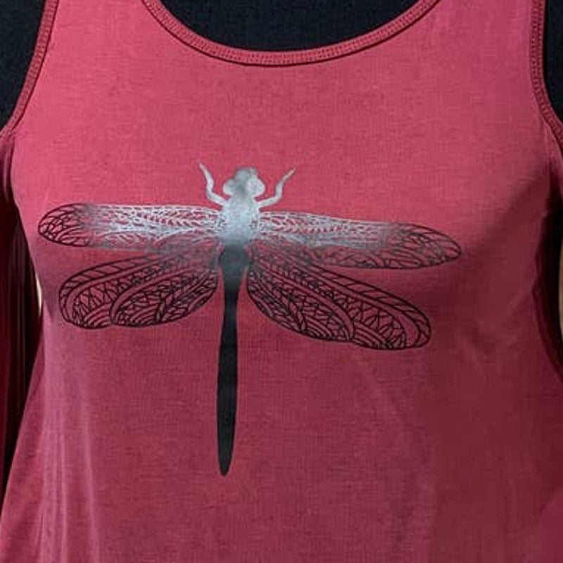 Hand Printed Upcycled Hollister Women XS Dragonfly Long Sleeve Cold Shoulder Tee