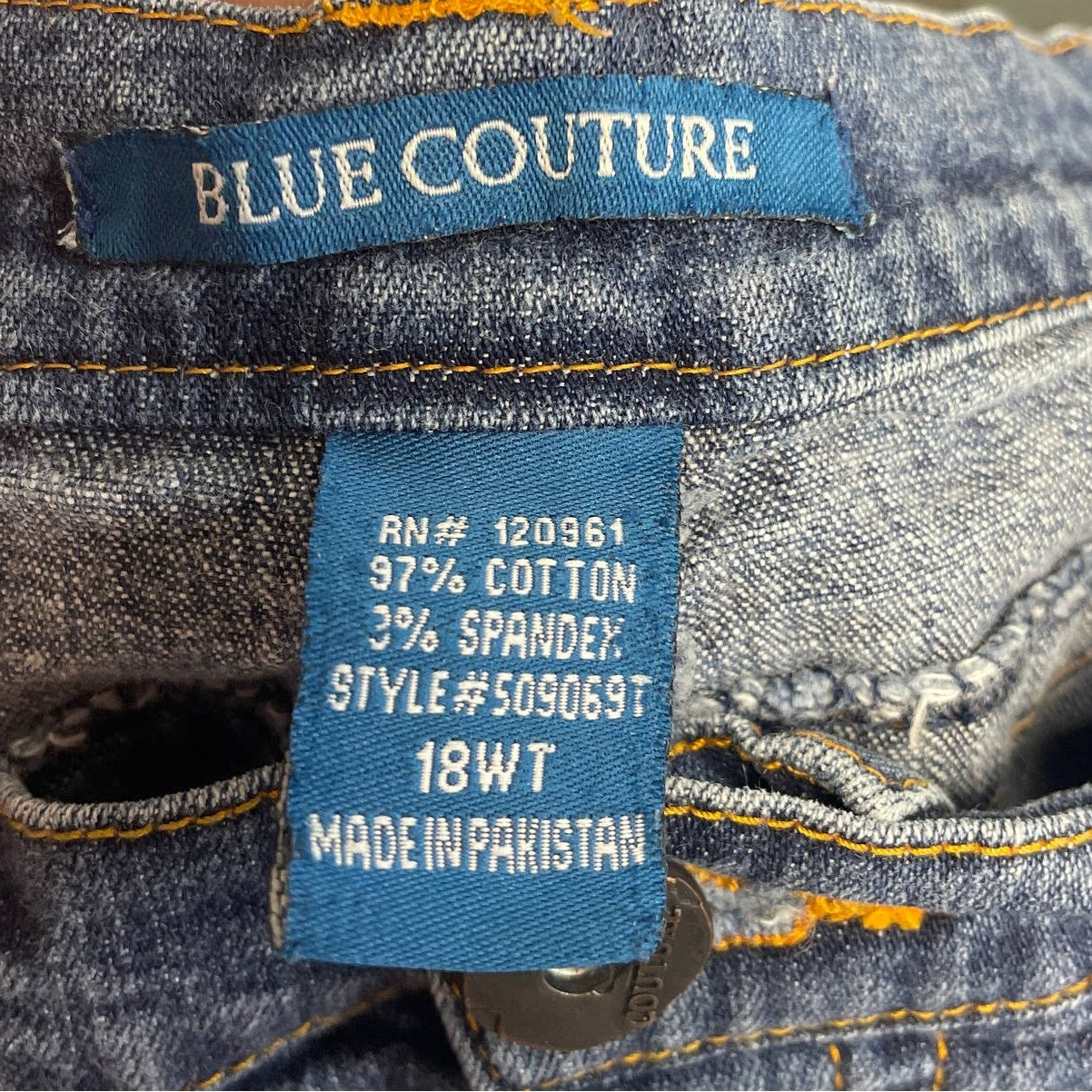 Blue Couture Size 18W Tall Straight Leg Stretch Cotton Blend Denim Blue Jeans