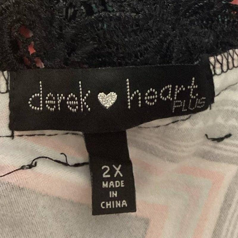 Derek Heart Womens Plus Size 2X Long Sleeve Chevron Stripe Scoop Neck Dress