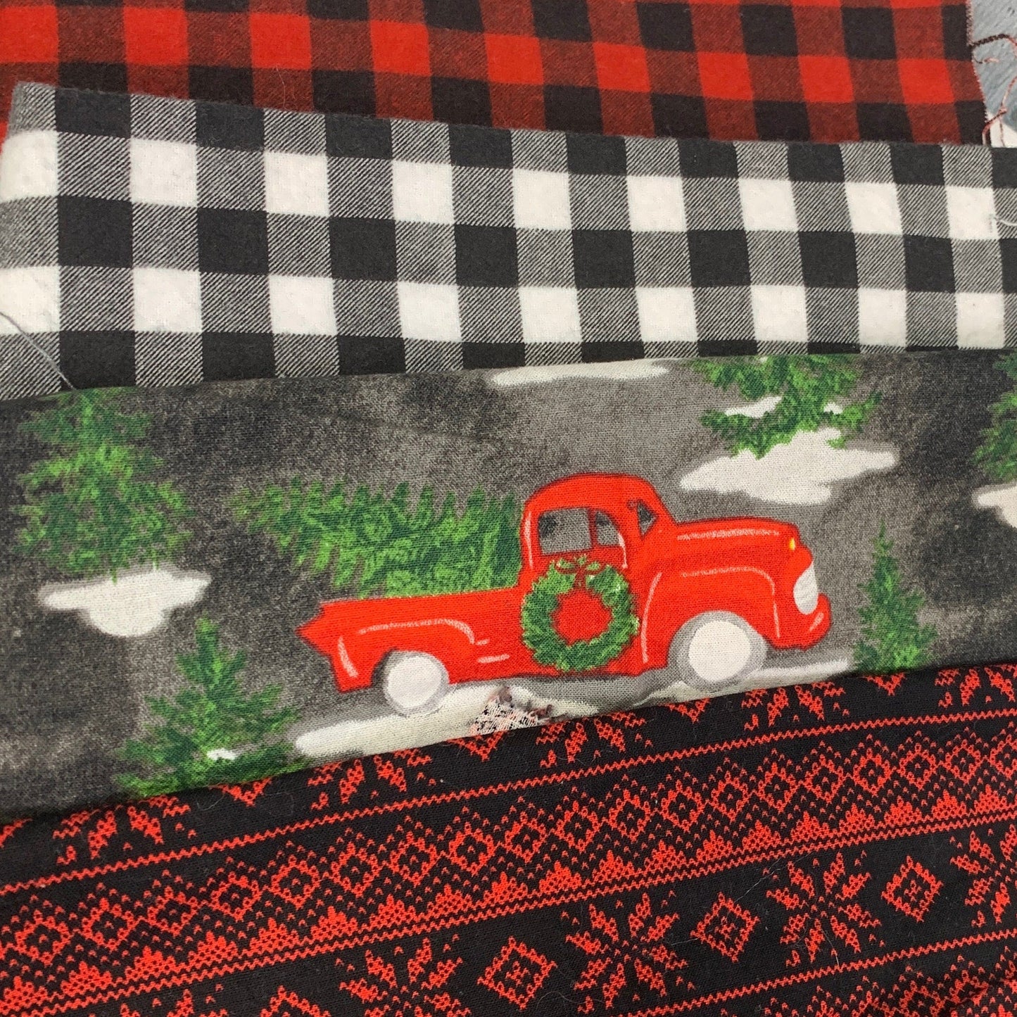 Crafters Christmas Snowflake Plaid Holiday Rescued Fabric Project Swatch Box