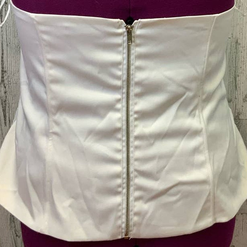 Ashley Stewart 3X White Silver Bling Sleeveless Full Zip Beaded Corset Top