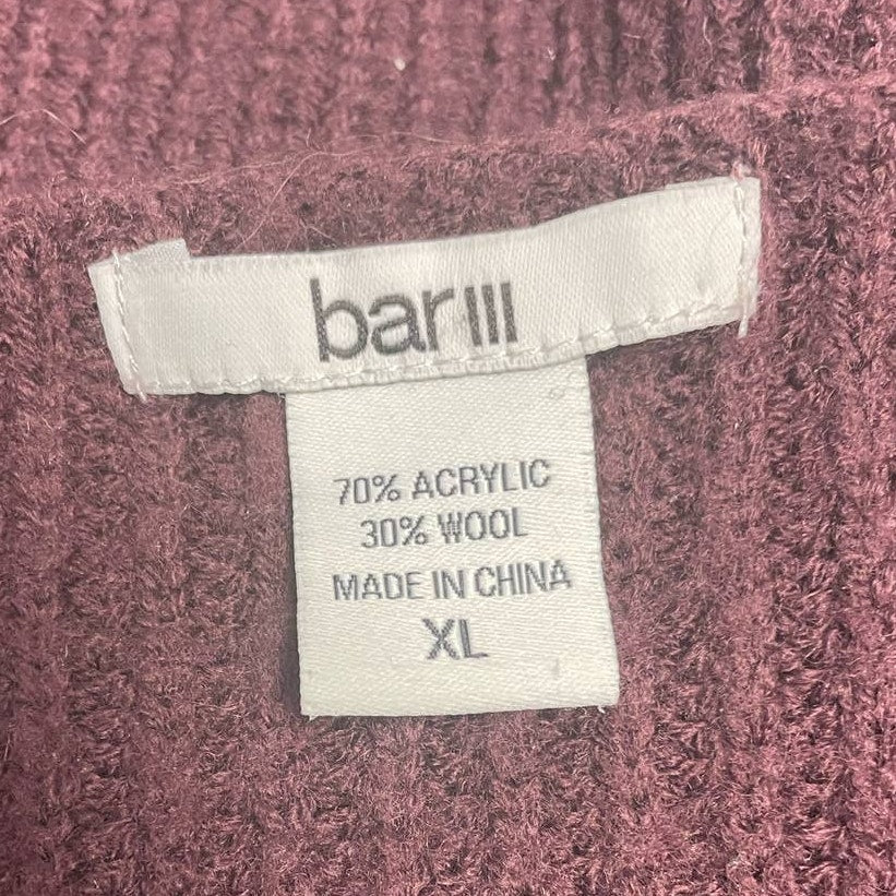 Bar III Womens XL Wool Blend Long Sleeve Ribbed Crew Neck Pullover Sweater