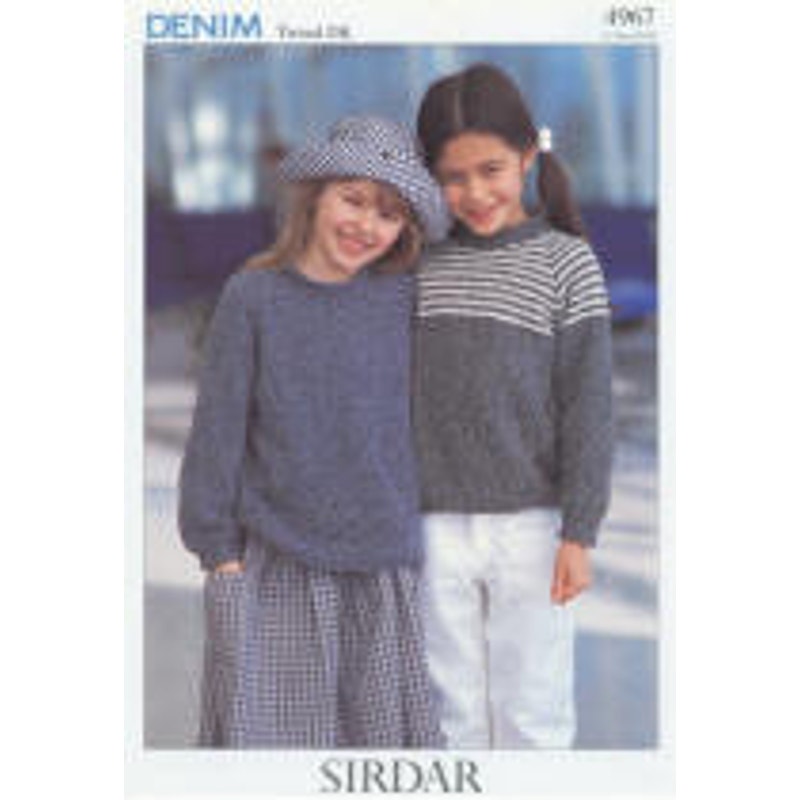 New Sirdar 4967 Denim Tweed Girls Child Pullover Sweater Double Knitting Pattern