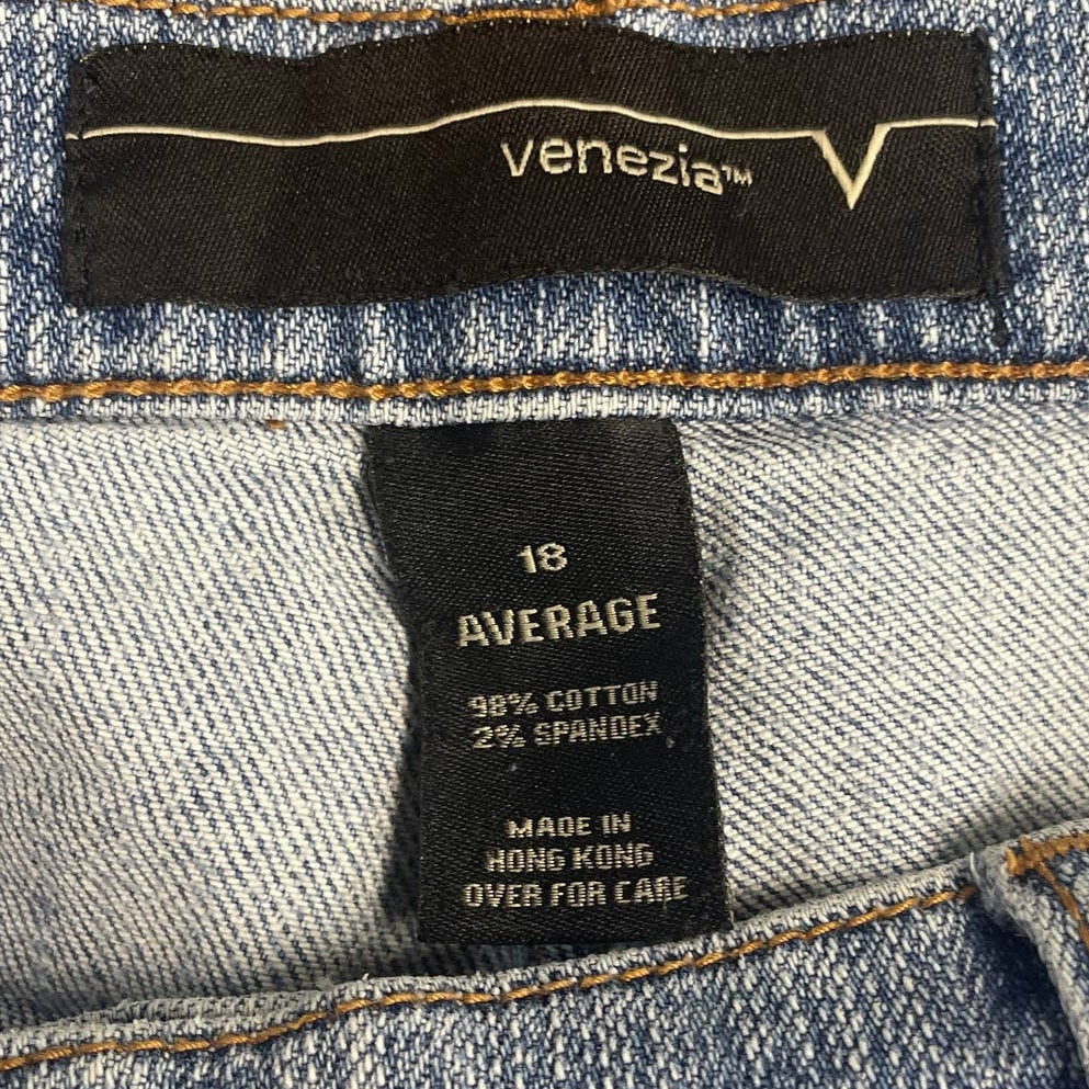 Venezia Plus Size 18 Average Light Wash Stretch Cotton Denim Blue Jeans
