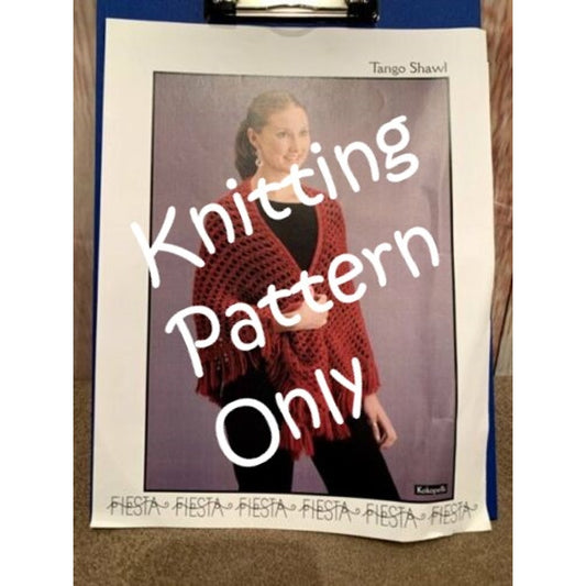 New Fiesta Yarns Kokopelli Tango Lacy Fringed Shawl Wrap Knitting Pattern
