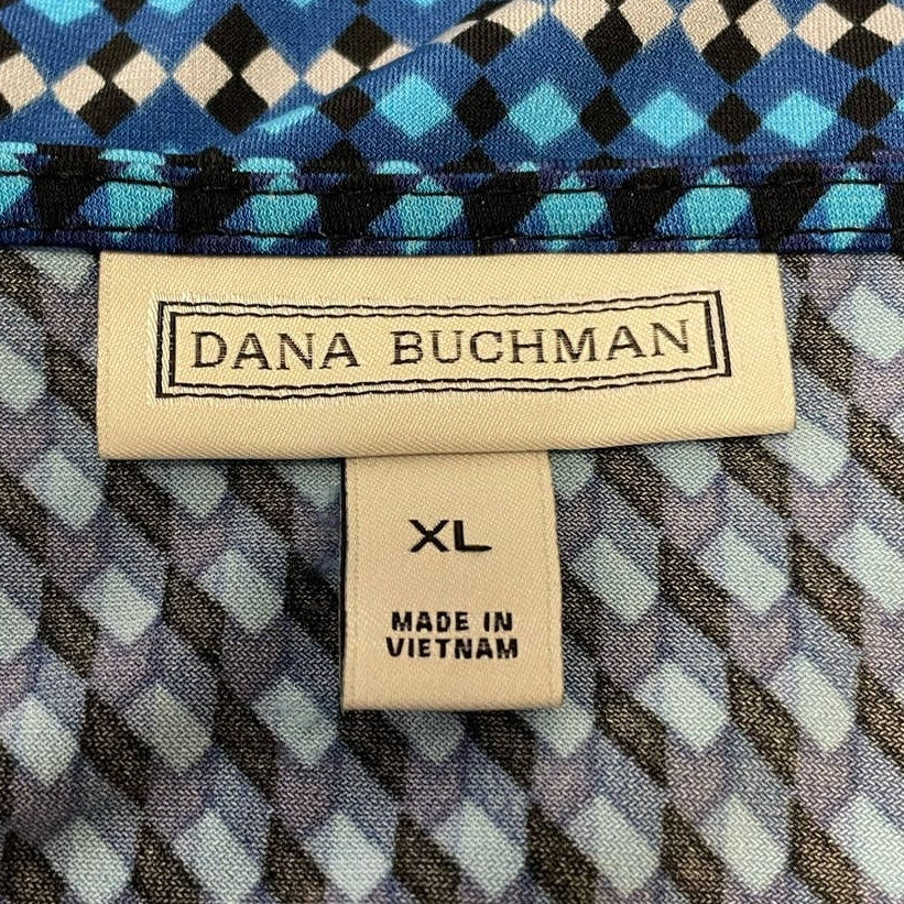 Dana Buchman XL Long Sleeve Polyester Blend Geometric Pattern Blouse Top