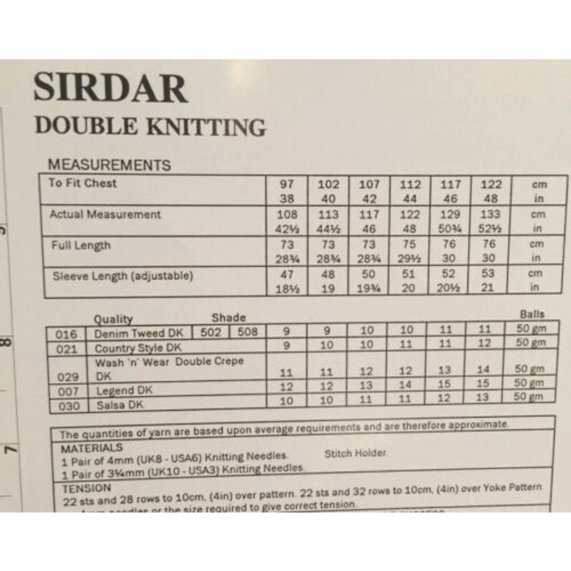 New Sirdar 5954 Denim Tweed DK Double Knitting Mens Pullover Sweater Pattern