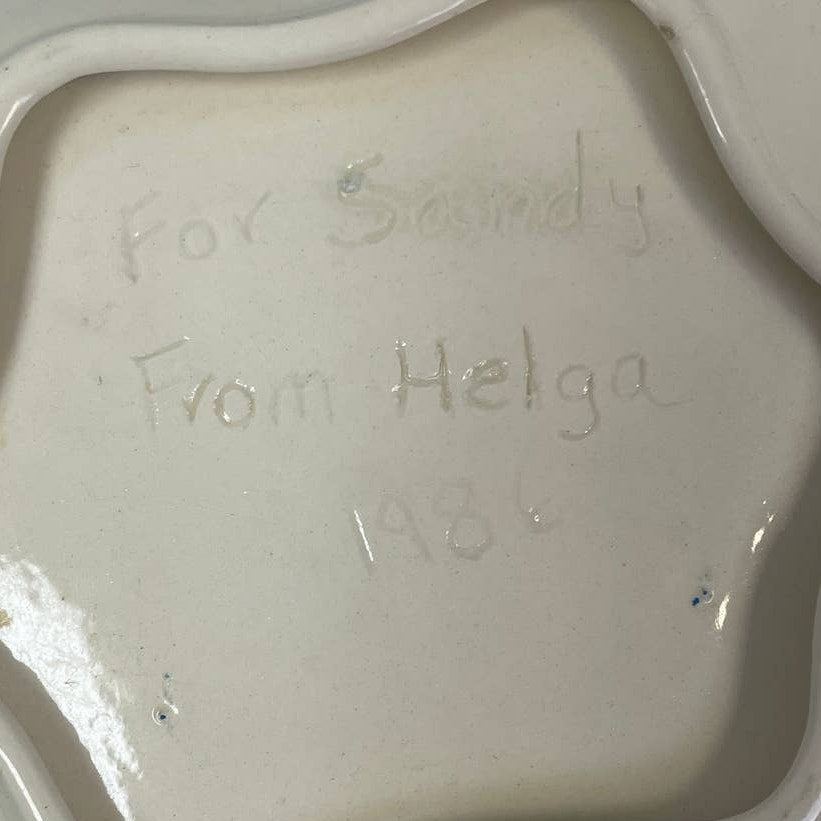 Vintage 1986 Handmade Ceramic Flower Shaped Wildflower Candy Dish Bowl For Sandy