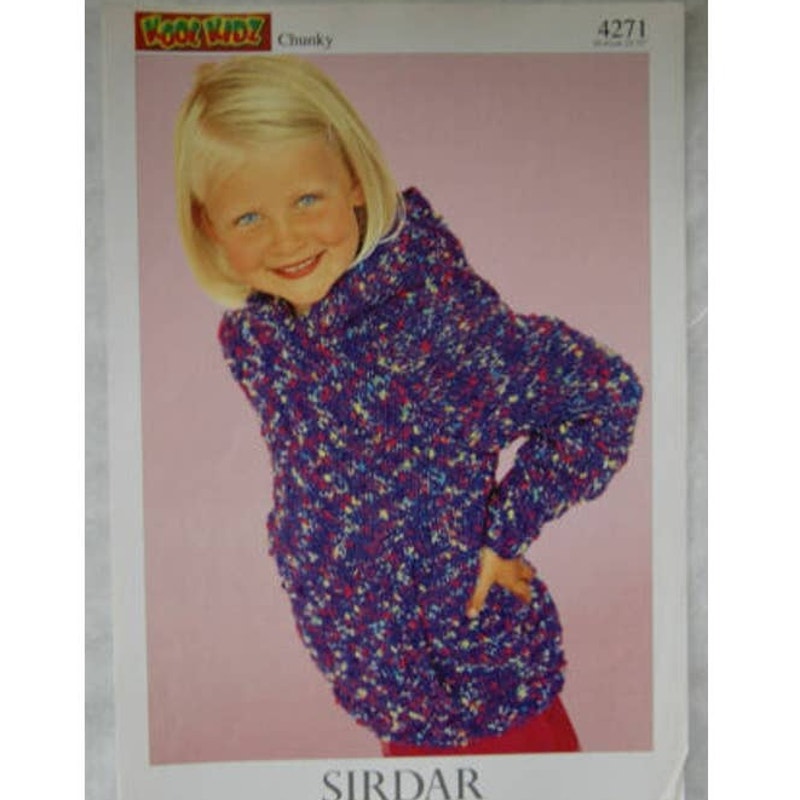 New Sirdar 4271 Kool Kidz Chunky Fun Yarn Child Hoodie Pullover Knitting Pattern