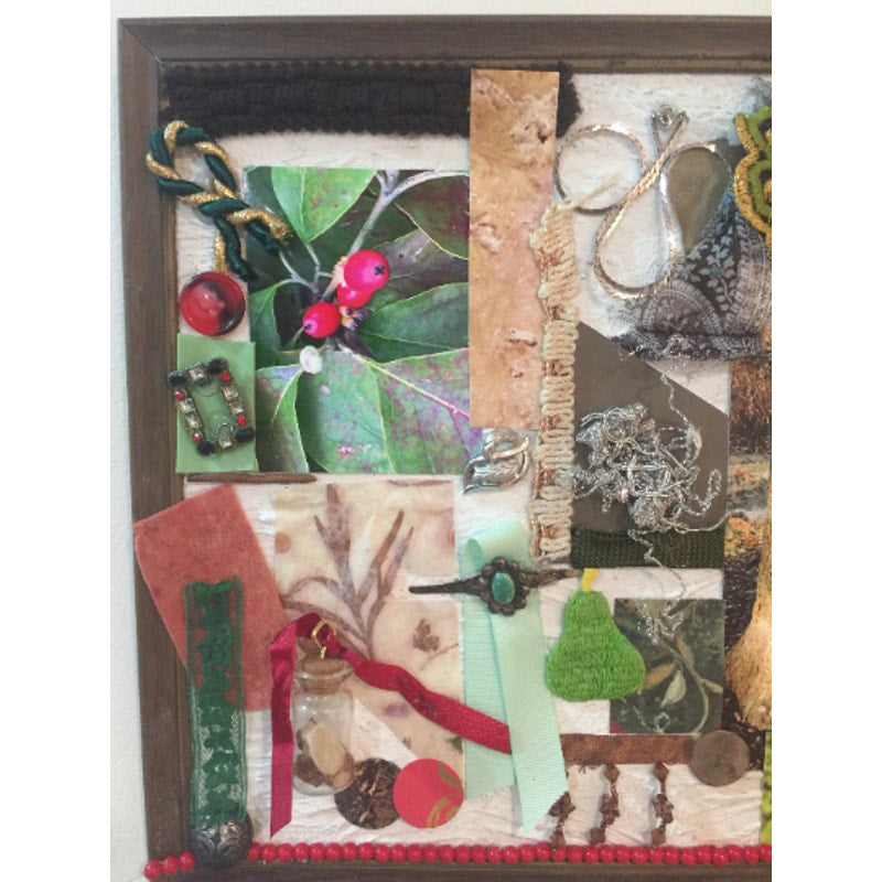 Handmade Forest Tree Berries Nature Photography Mixed Media Collage Wall Art