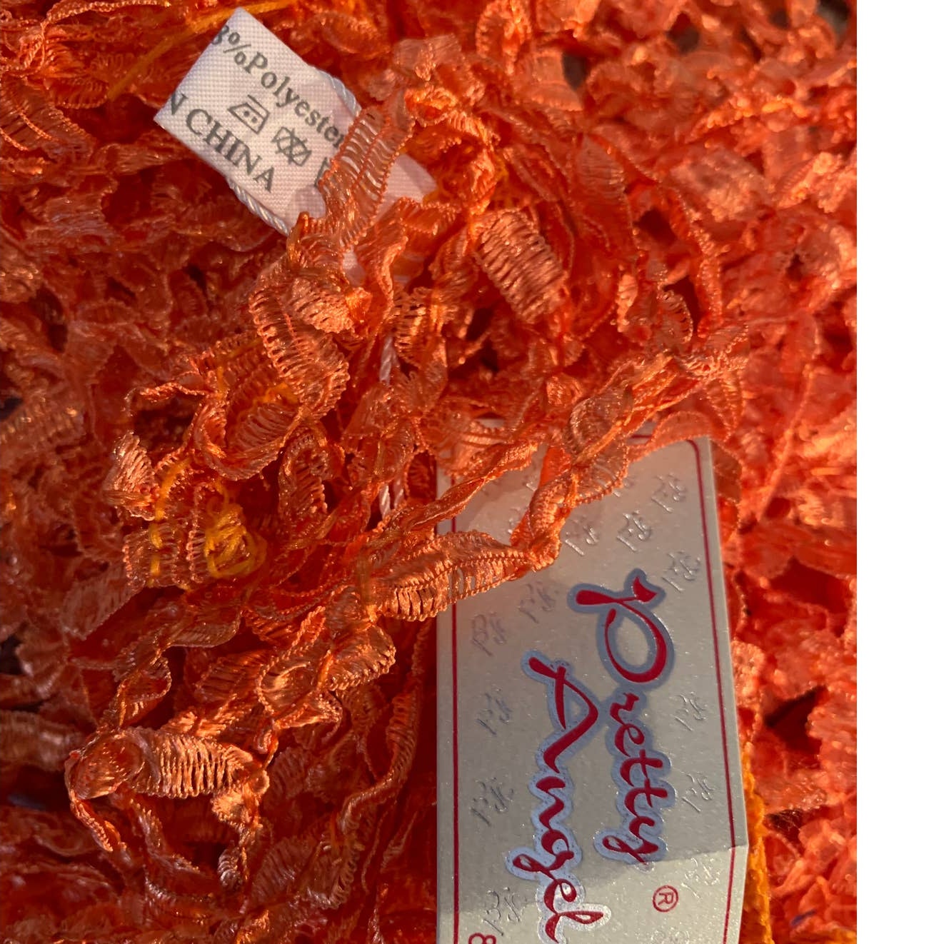 New Pretty Angel Silky Lacy Orange Fishnet Webbed Polyester Blend Infinity Scarf