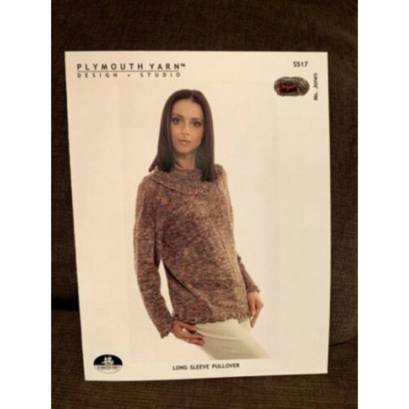 New Plymouth Yarn Design S517 Long Sleeve Pullover Sweater Knitting Pattern