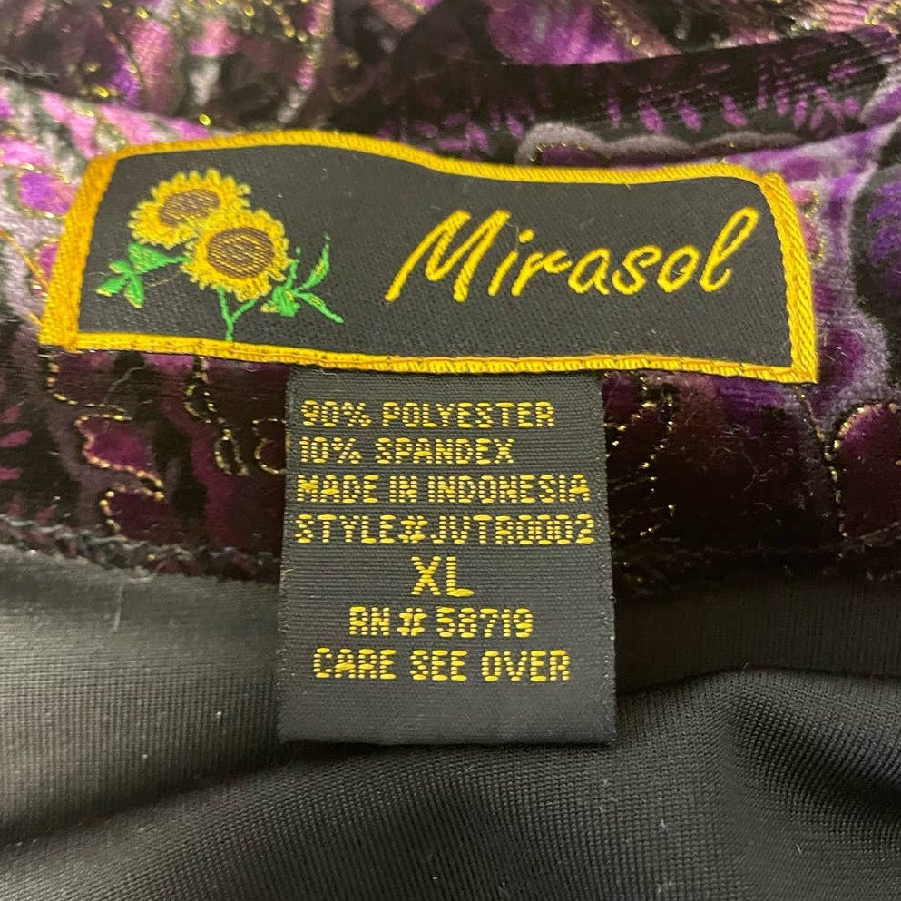 Mirasol XL Polyester Blend Velour Glitter Paisley Long Sleeve One Button Jacket