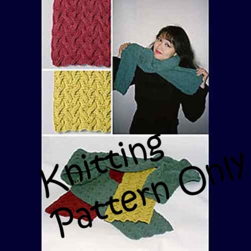 New Fiber Trends 103L Dancing Flames Lily M. Chin Cabled Scarf Knitting Pattern