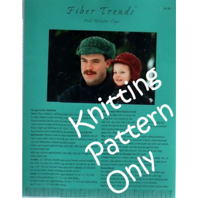 New Fiber Trends AC-16 Bev Galeskas Felt Winter Cap Adult Child Knitting Pattern