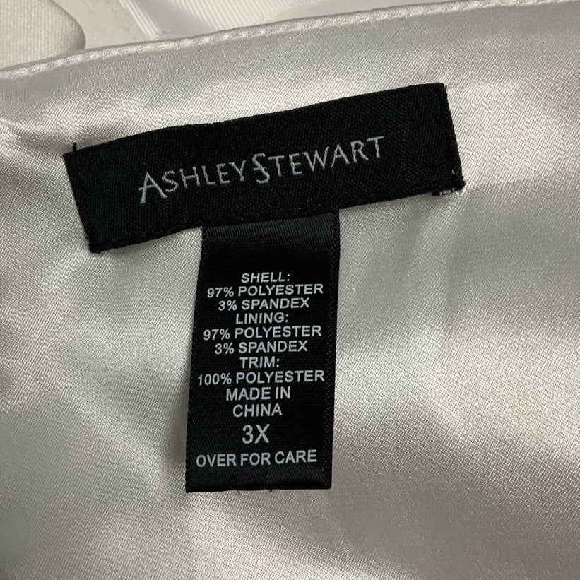 Ashley Stewart 3X White Silver Bling Sleeveless Full Zip Beaded Corset Top