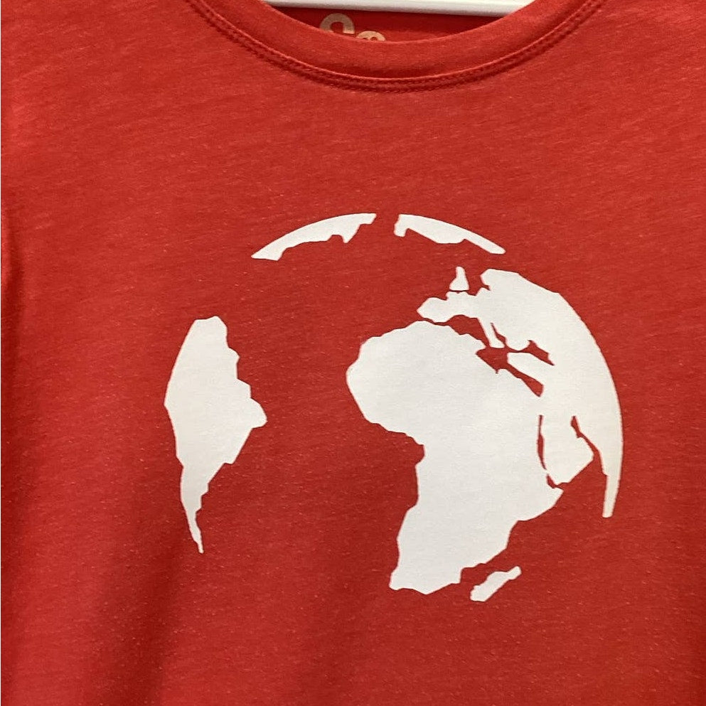 Hand Printed Upcycled Planet Earth Girls XS Short Sleeve Long Tee Shirt Dress