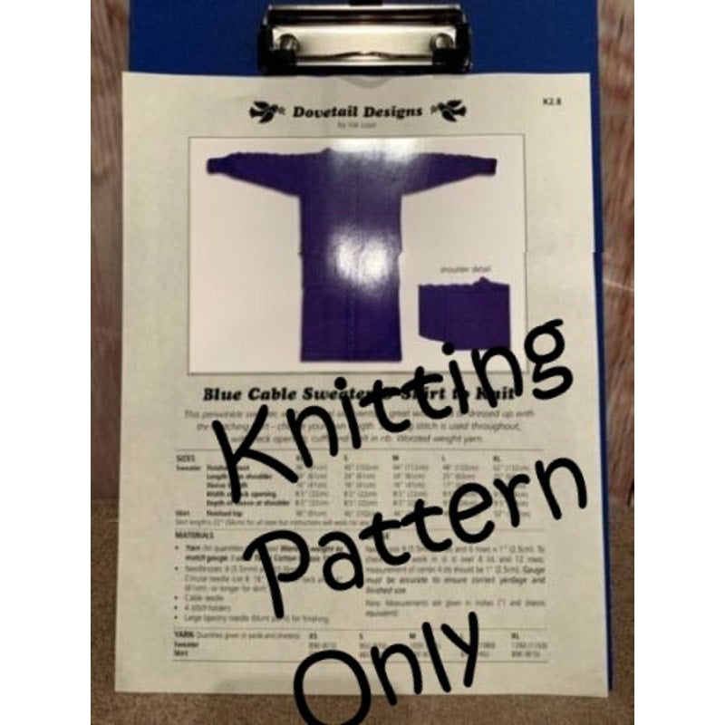 New Val Love for Dovetail Designs K2.8 Cable Sweater Skirt Knit Knitting Pattern