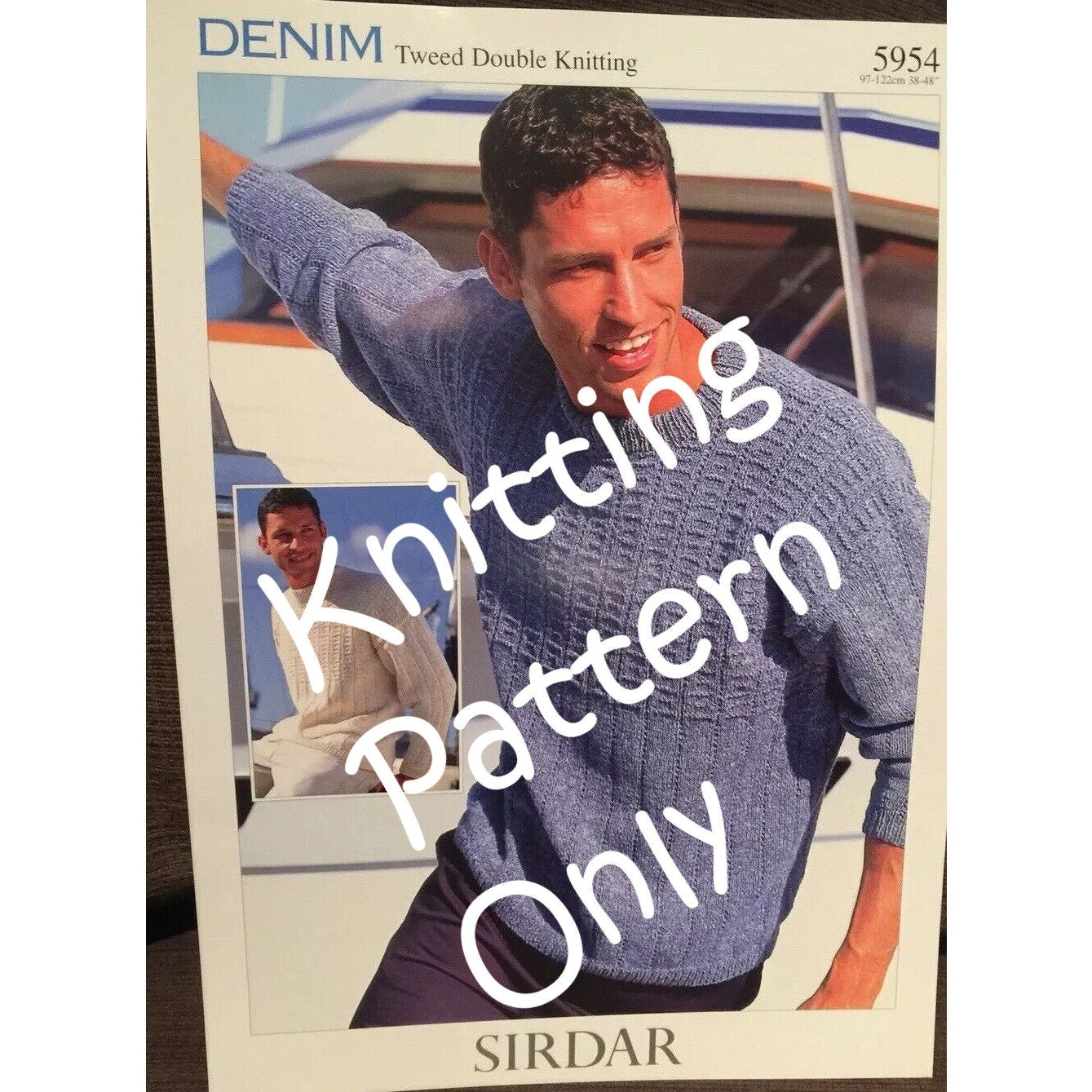 New Sirdar 5954 Denim Tweed DK Double Knitting Mens Pullover Sweater Pattern