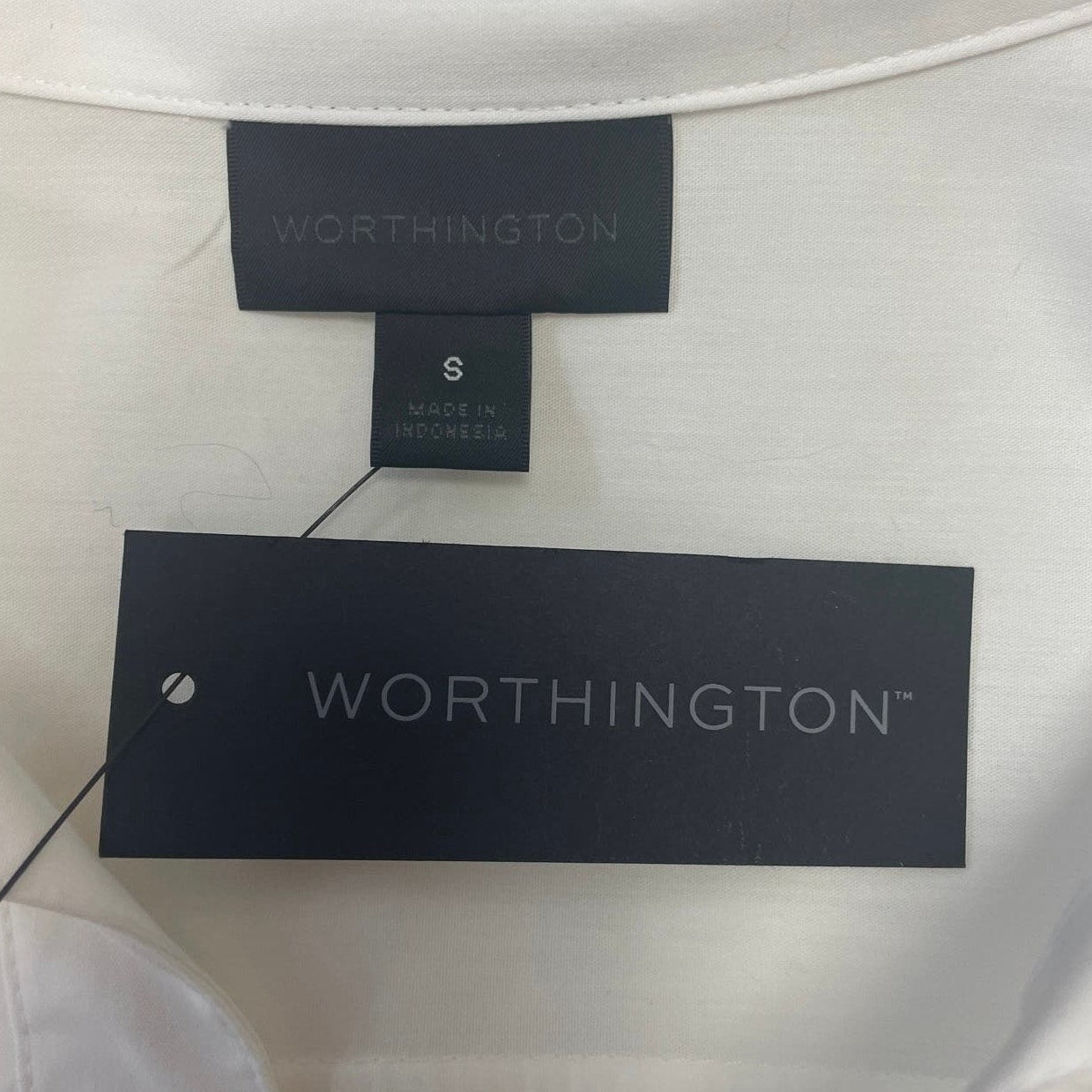 New Worthington Womens Size Small Cotton Blend Short Sleeve Belted Button Shirt