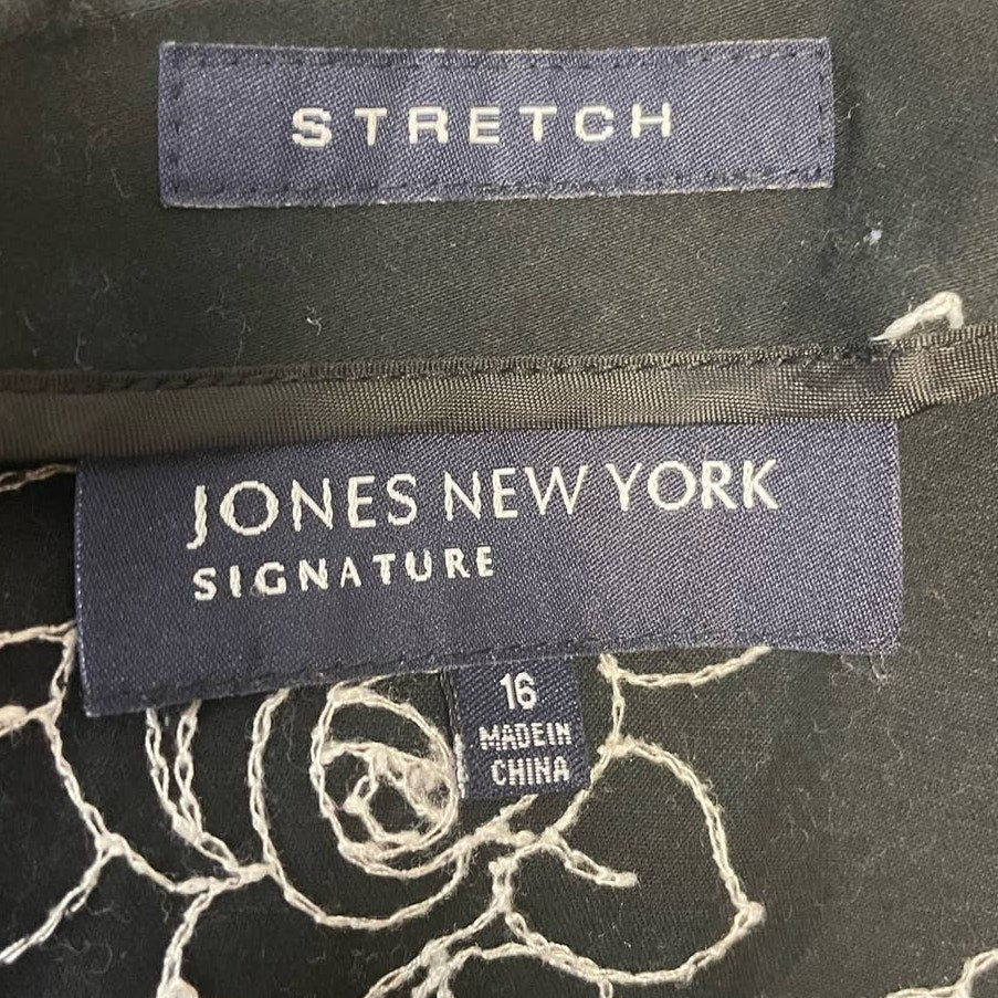 Jones New York Signature Womens Size 16 Floral Stretch Cotton Short Pencil Skirt