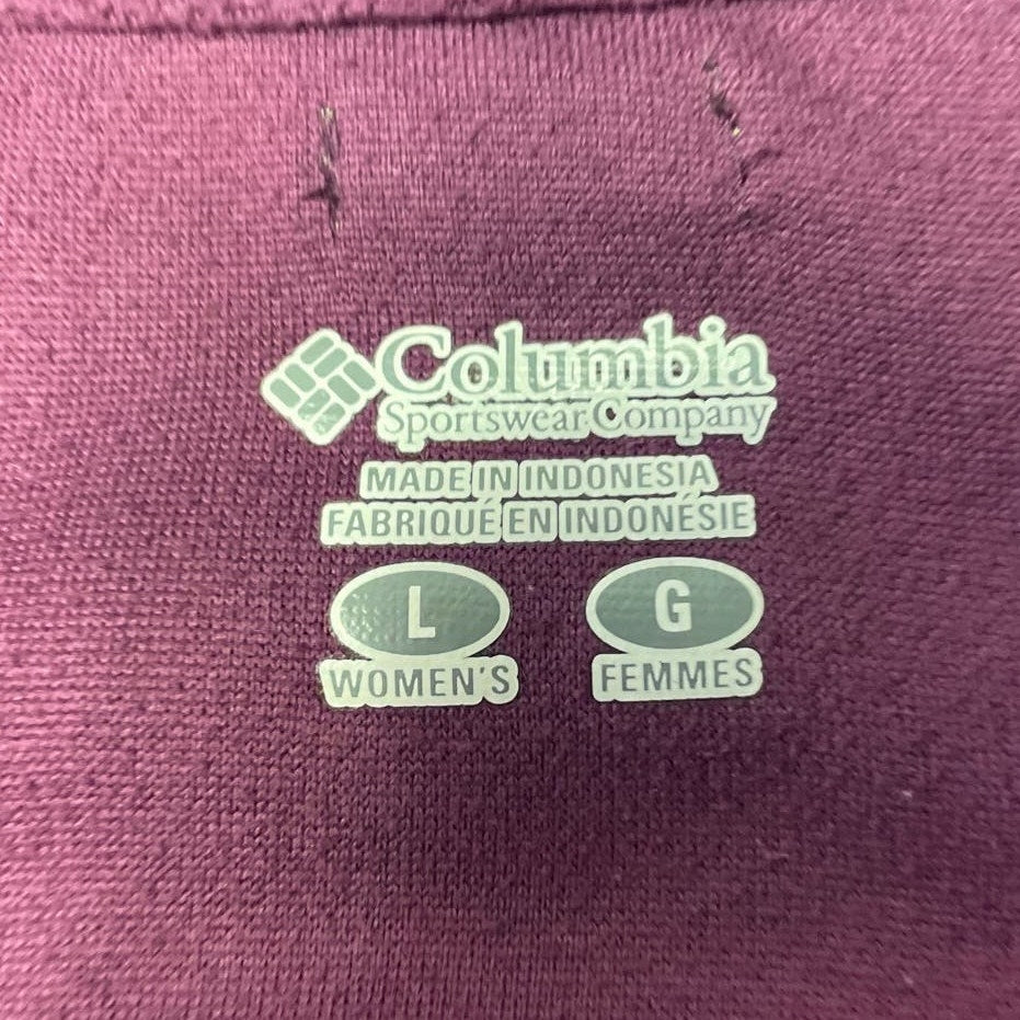 Columbia Womens Large 100% Polyester Long Sleeve 1/4 Zip Purple Fleece Pullover
