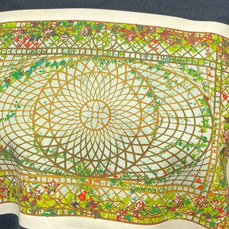 Hand Printed Upcycled Large Vintage Sunroom Ceiling Floral Sweatshirt Hoodie