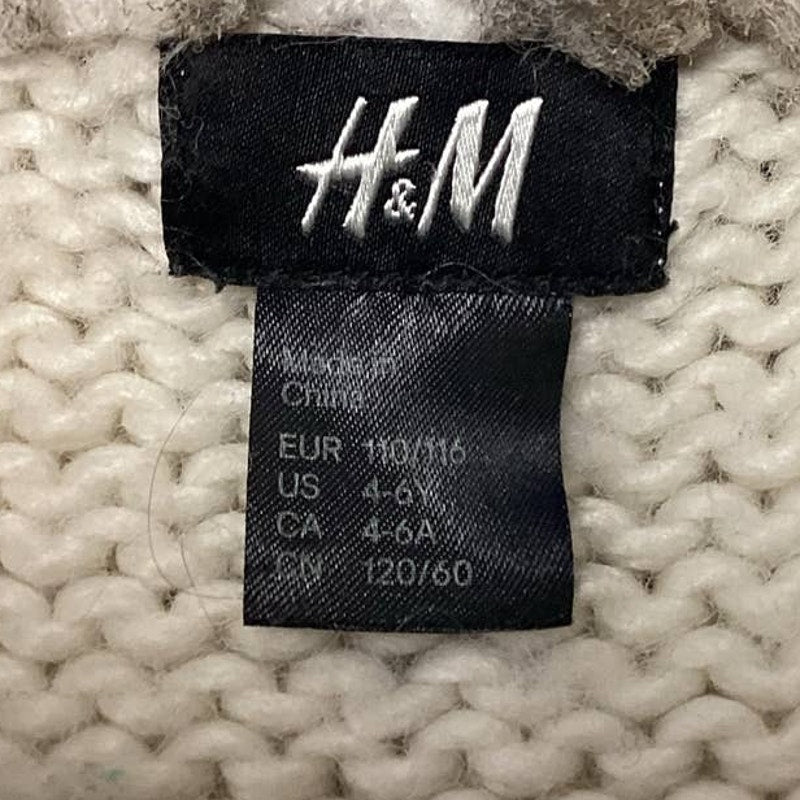 H&M Child Size 5 Sleeveless Faux Fur Wool Blend Open Cardigan Knit Sweater Vest