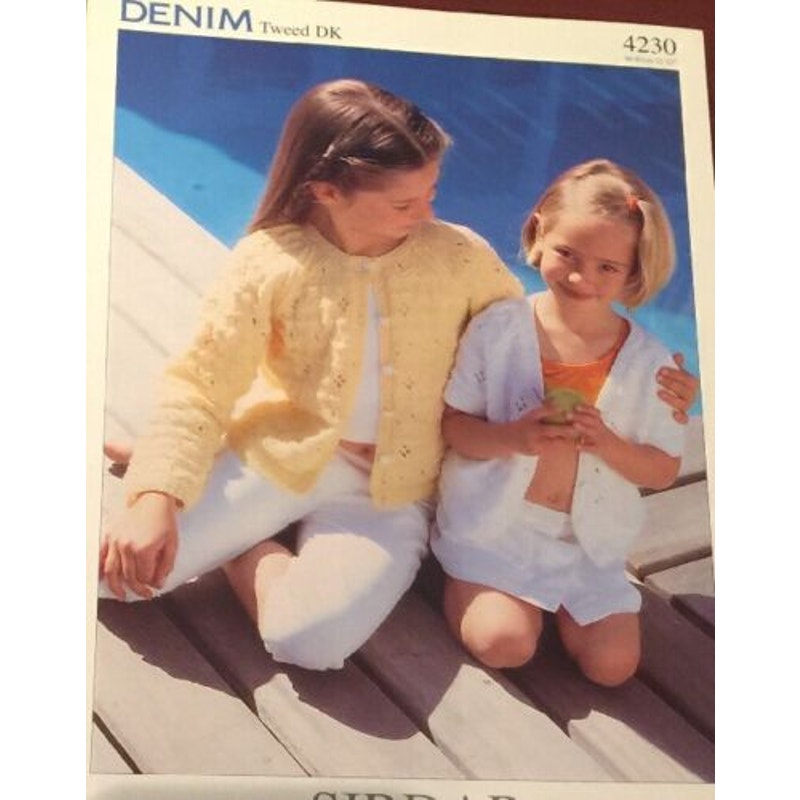 New Sirdar 4230 Denim Tweed Child Double Knitting Cardigan Sweater Pattern