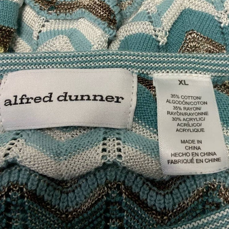 Alfred Dunner XL Chevron Stripe Long Sleeve Crew Neck Metallic Knit Sweater