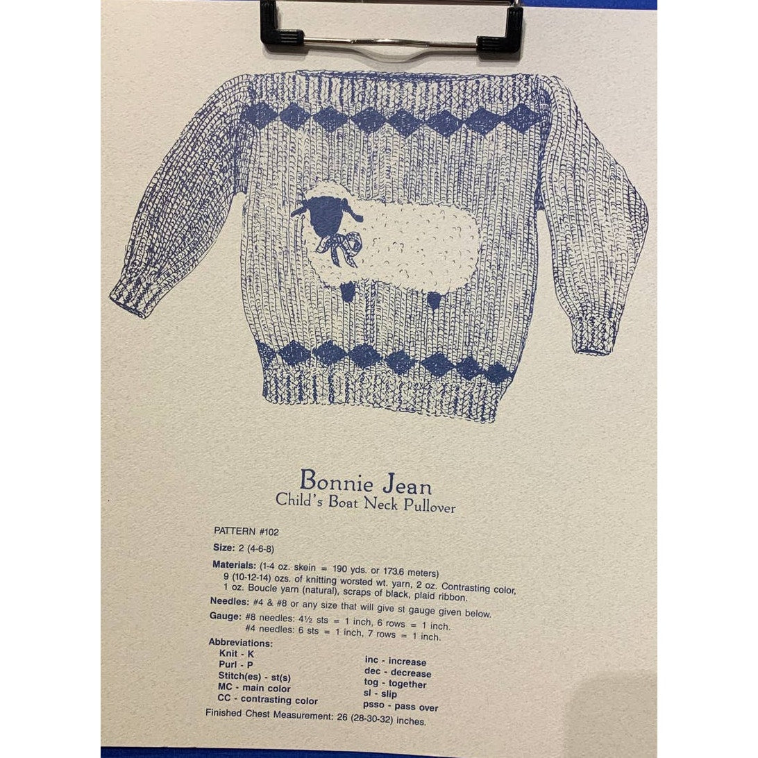 1987 Country's Child 102 Terry Preisner Bonnie Jean Child Knitting Pattern