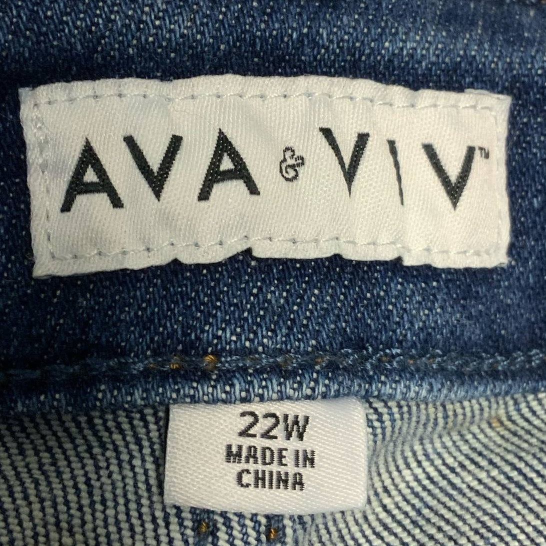 Ava & Viv 22W Stretch Cotton Dark Wash Denim Blue Jean Short Shorts w Pockets