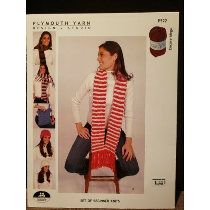 New Plymouth Yarn P522 Encore Mega Set of Beginner Knits Knitting Pattern
