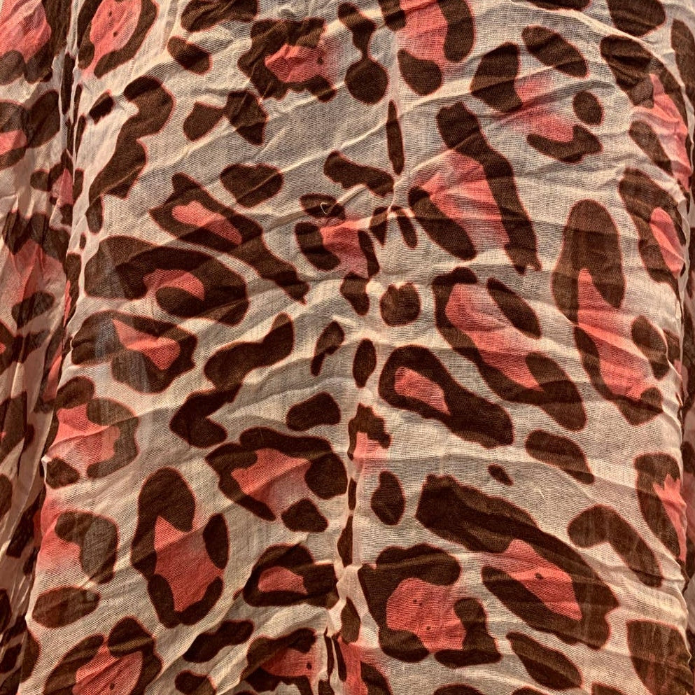 New Leopard Spot Camoflage Long Sheer Pink Black Animal Print Lightweight Scarf