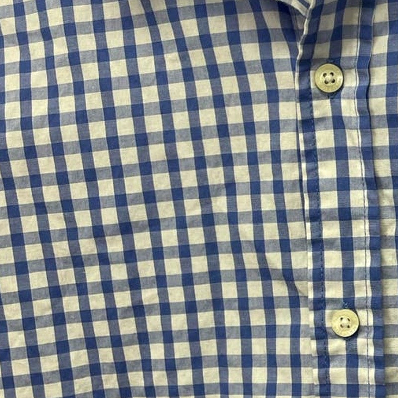 Nautica Boys XL (18/20) Short Sleeve White Blue Plaid Button Up Casual Shirt