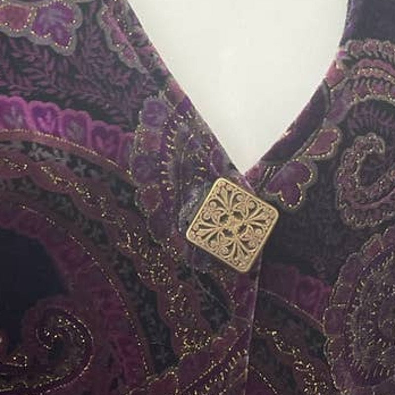 Mirasol XL Polyester Blend Velour Glitter Paisley Long Sleeve One Button Jacket