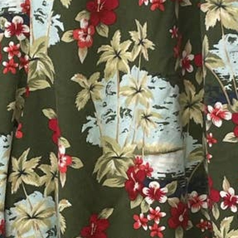 Basic Editions 3X Elastic Waist 100% Rayon Hawaiian Floral Palm Tree Pants