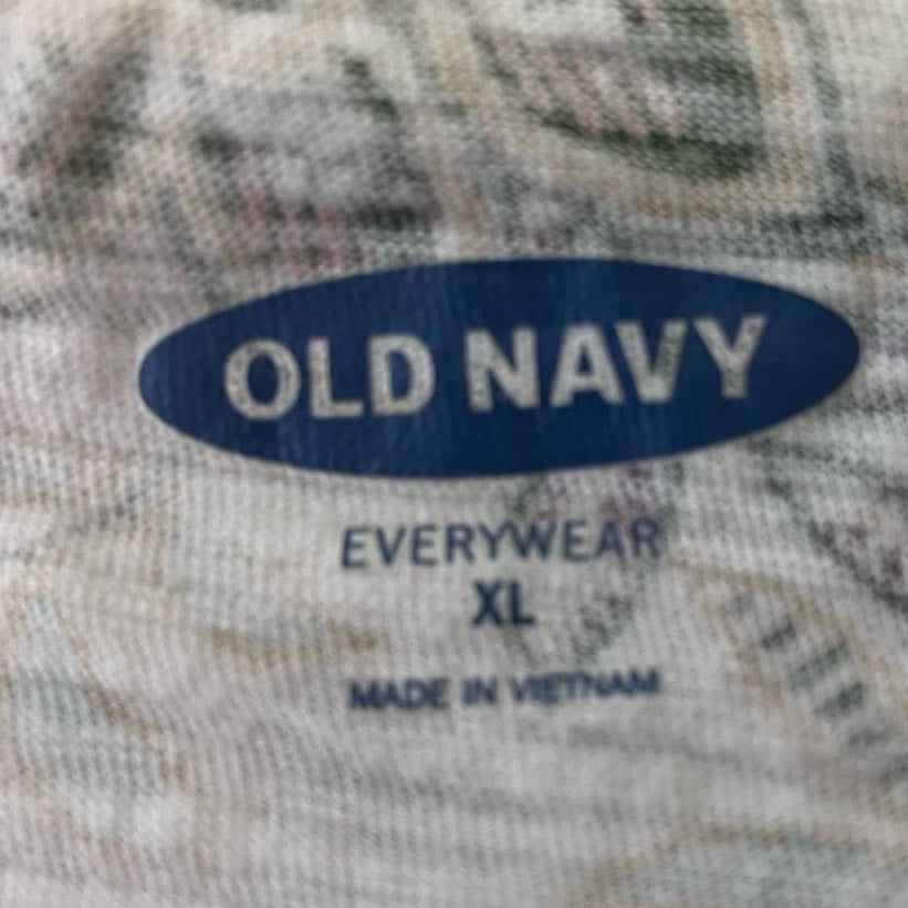 Old Navy Womens Medium Floral Short Sleeve Crew Neck Cotton Blend Tee Shirt