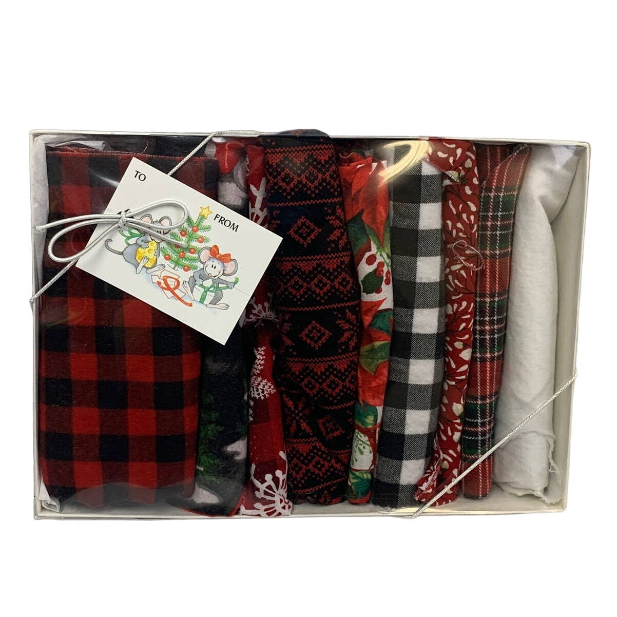 Crafters Christmas Snowflake Plaid Holiday Rescued Fabric Project Swatch Box