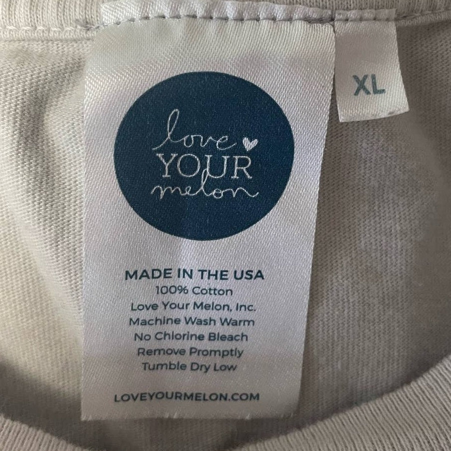 Love Your Melon Womens XL Made In the USA 100% Cotton Long Sleeve Tee Shirt