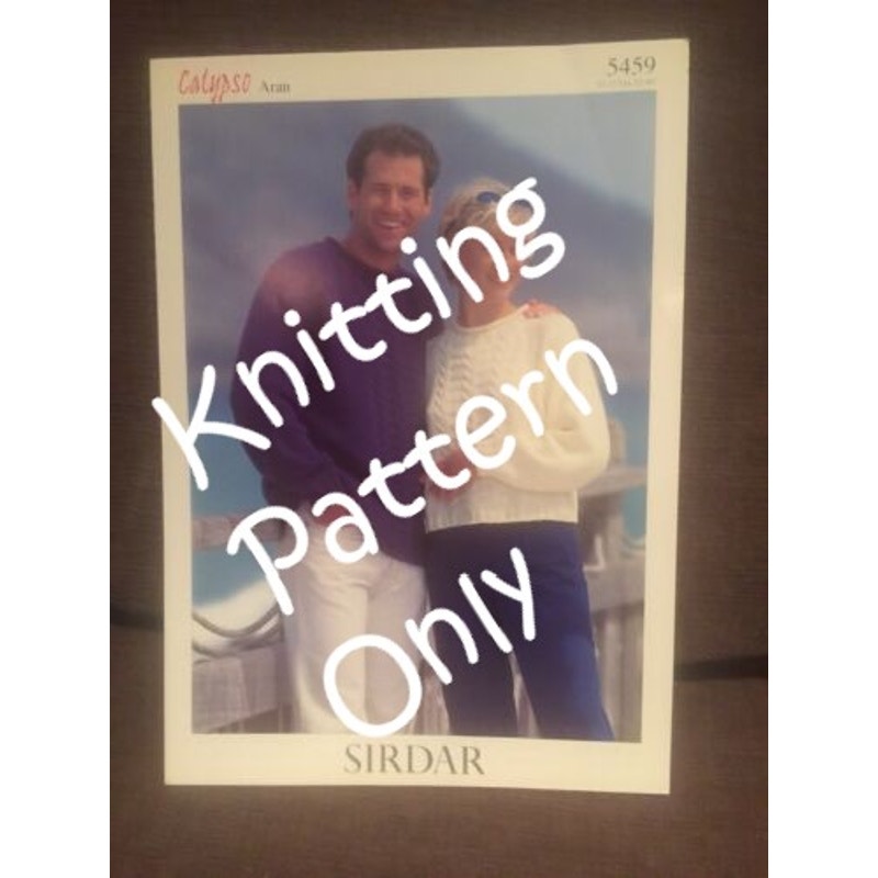 New Sirdar 5459 Calypso Aran Mens Womens Pullover Sweater Knitting Pattern