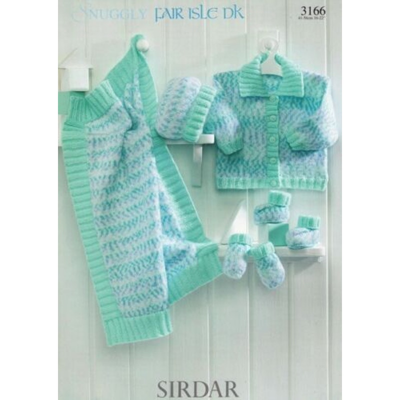 New Sirdar 3166 Snuggly Fair Isle Baby Child Jacket Hat Mitt Knitting Pattern
